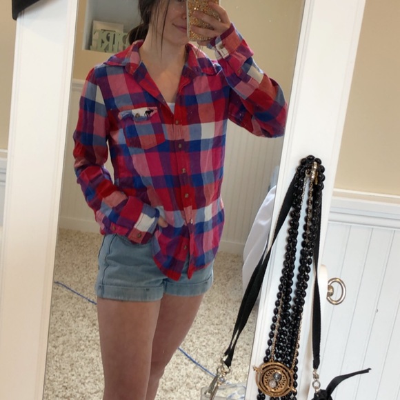 Abercrombie & Fitch Tops - Abercrombie & Fitch Pink and Blue Flannel